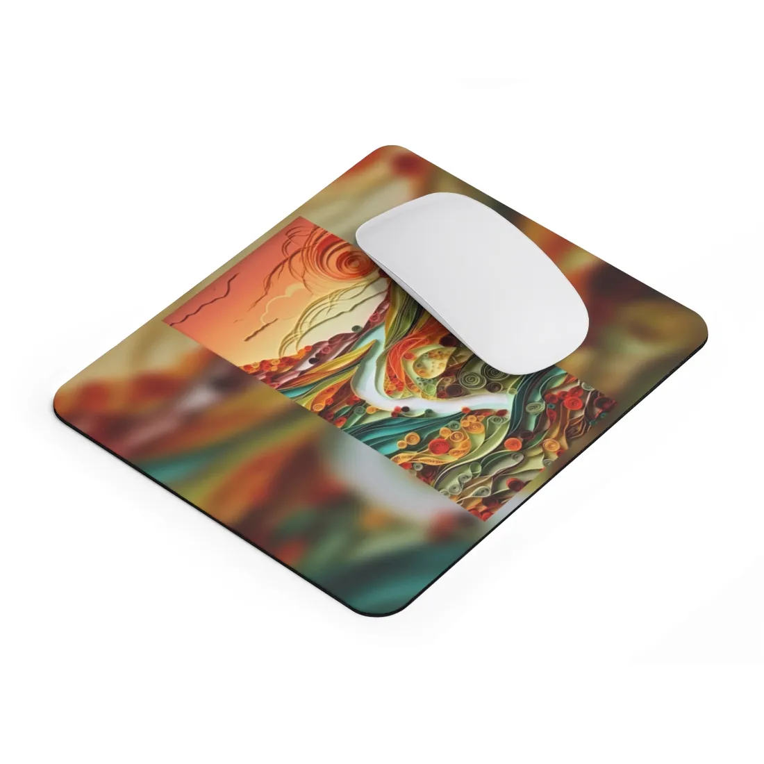 Eye-Catching American Landscape: Paper Quilling Nature Scene - Mouse Pad