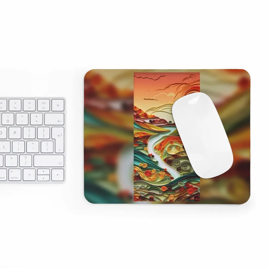 Eye-Catching American Landscape: Paper Quilling Nature Scene - Mouse Pad