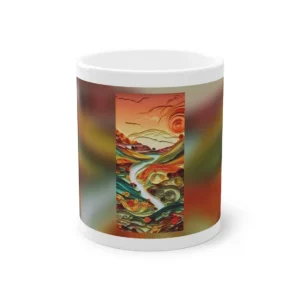 Quilled Sunset River Landscape Mug