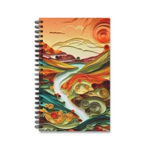 Quilled Sunset River Landscape Spiral Notebook