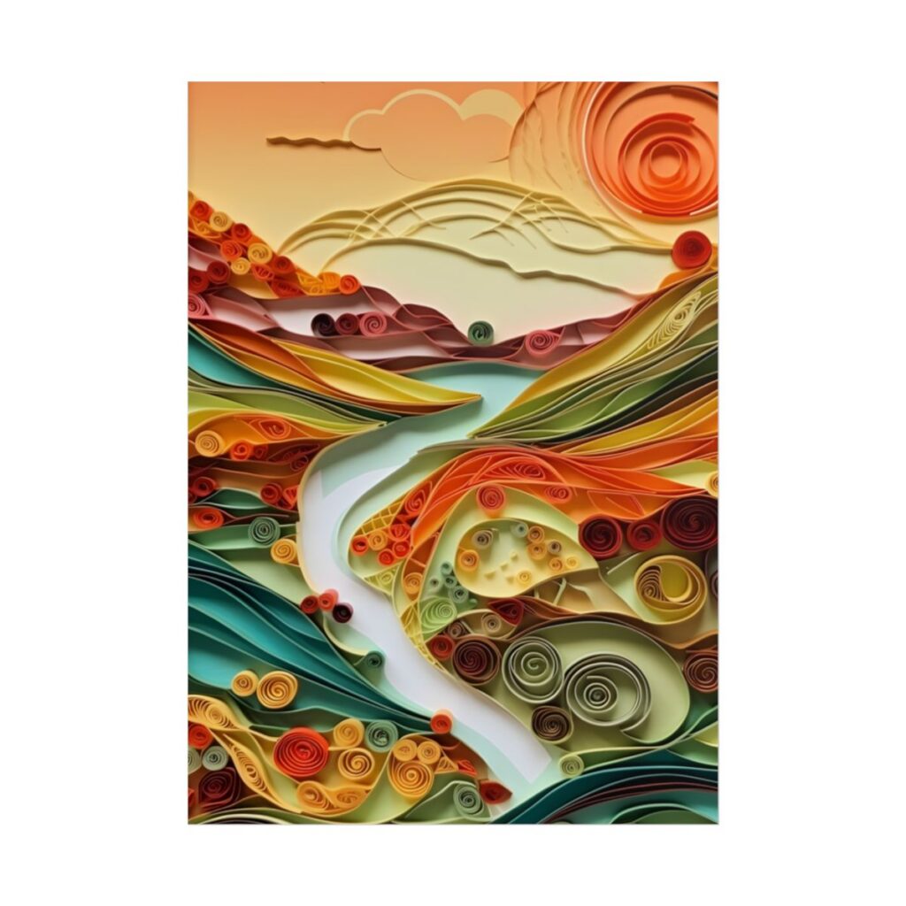 Eye-Catching American Landscape: Paper Quilling Nature Scene - Poster