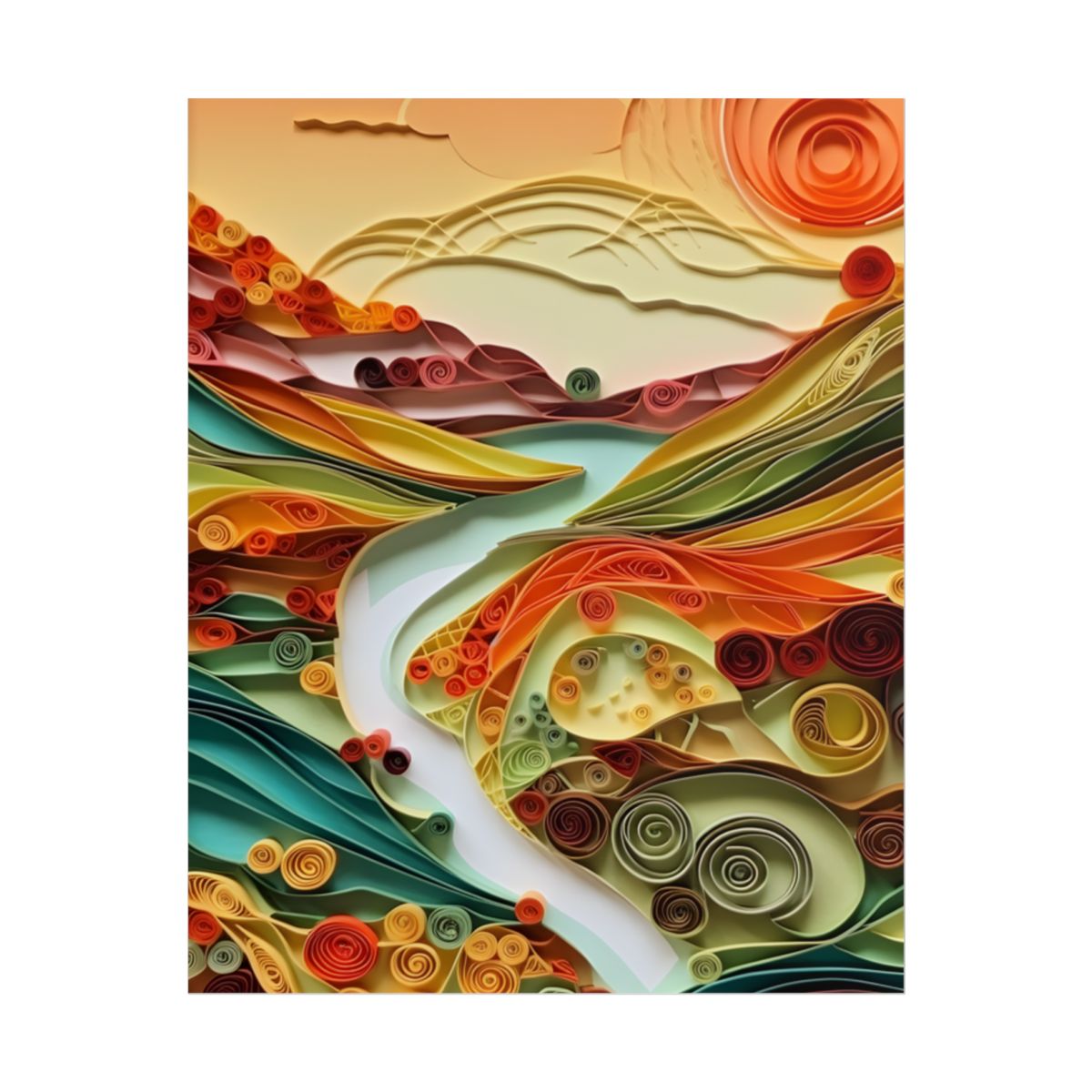 Eye-Catching American Landscape: Paper Quilling Nature Scene - Poster