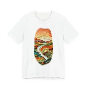 Quilled Sunset River Landscape T-Shirt