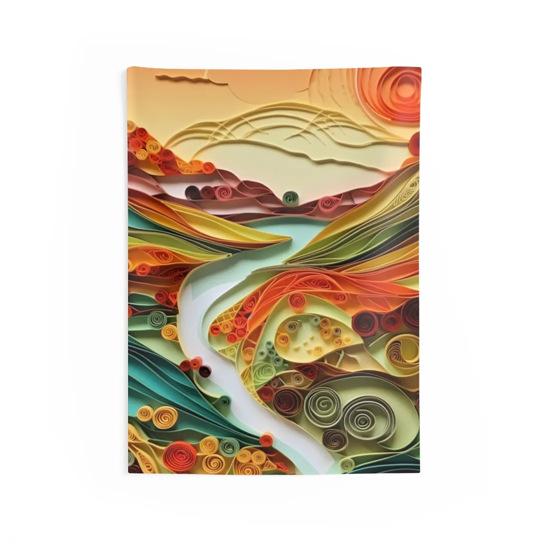 Eye-Catching American Landscape: Paper Quilling Nature Scene - Wall Tapestry