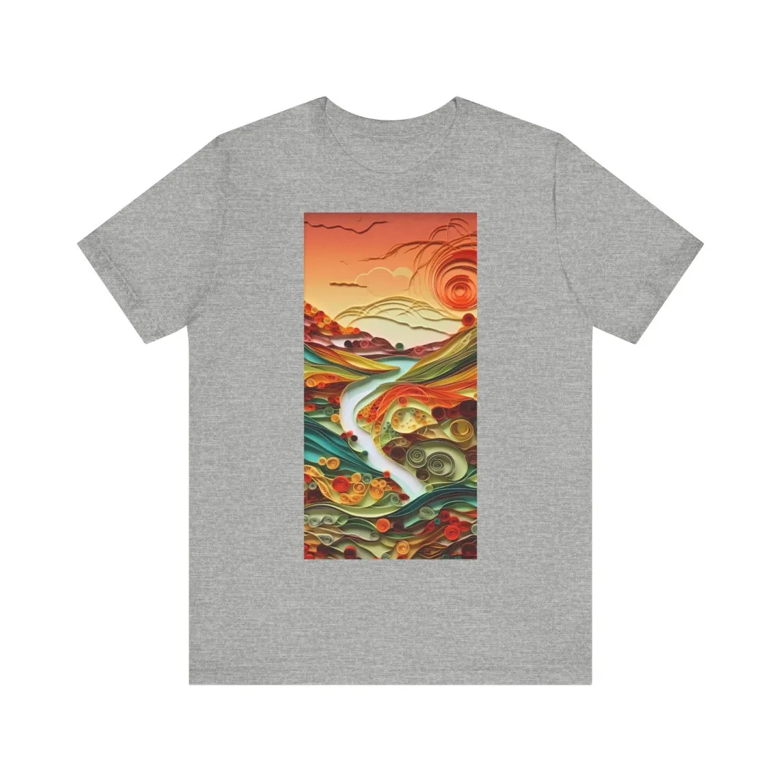 Eye-Catching American Landscape: Paper Quilling Nature Scene - T-Shirt
