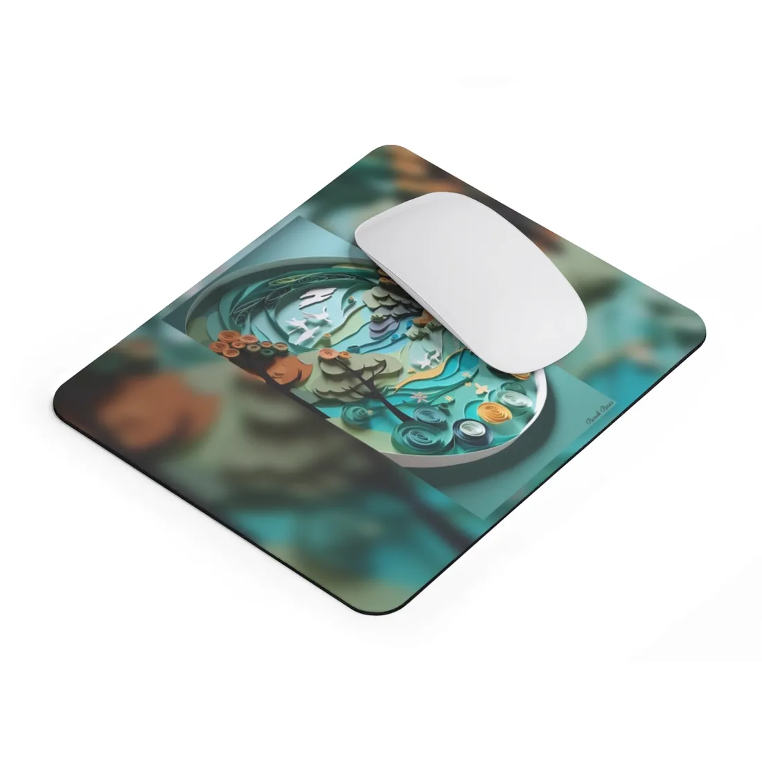 Eye-Catching Beach Landscape: Paper Quilling Art - Mouse Pad