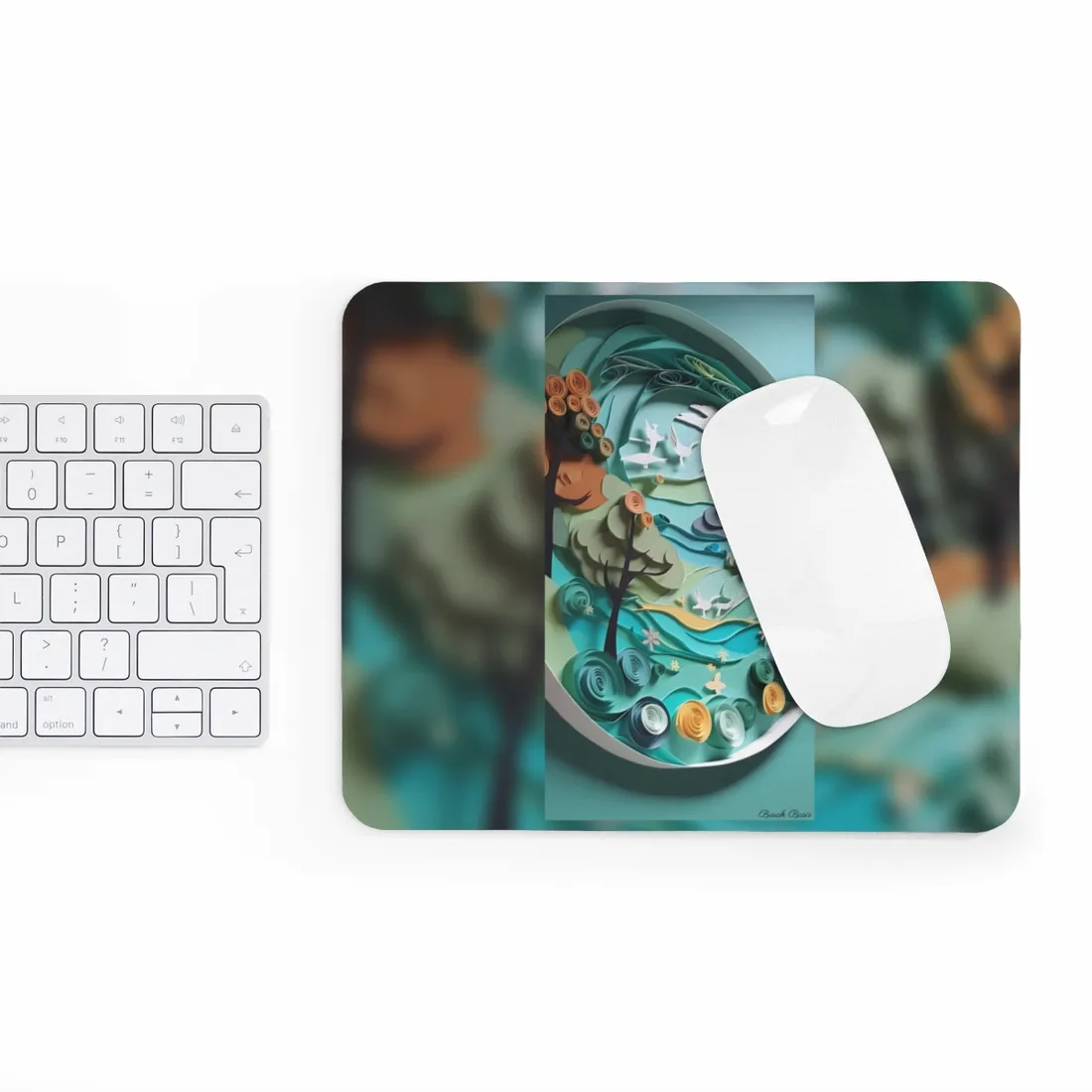 Eye-Catching Beach Landscape: Paper Quilling Art - Mouse Pad