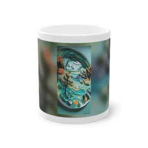 Quilled Forest River Scene: Paper Art Landscape Mug
