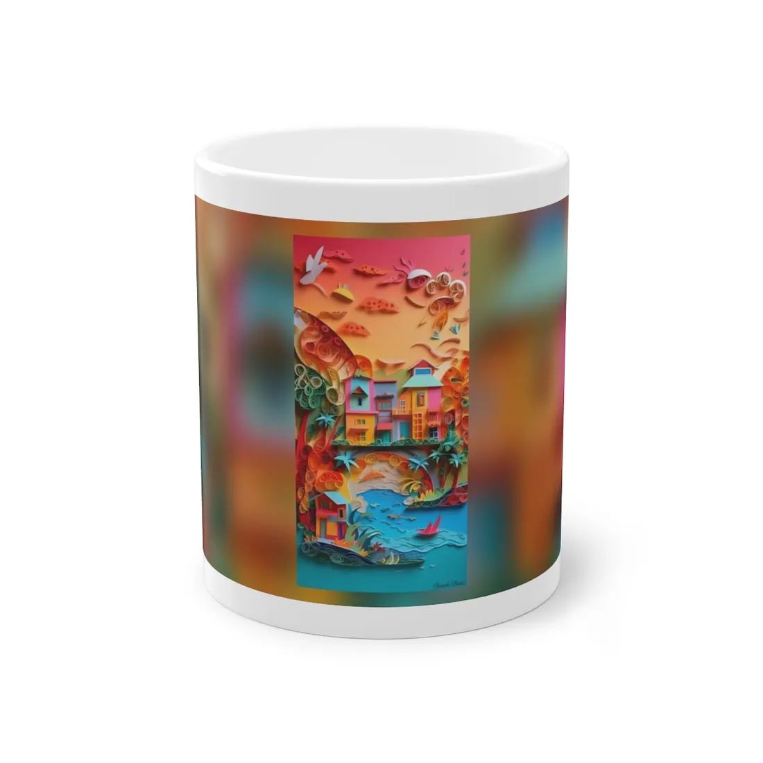 Eye-Catching Beach Paper Quilling: Quilled Landscape - Mug