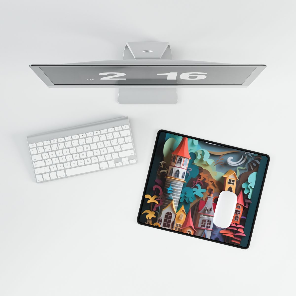 Eye-Catching European Landscape: Paper Quilling Artwork - Desk Mat