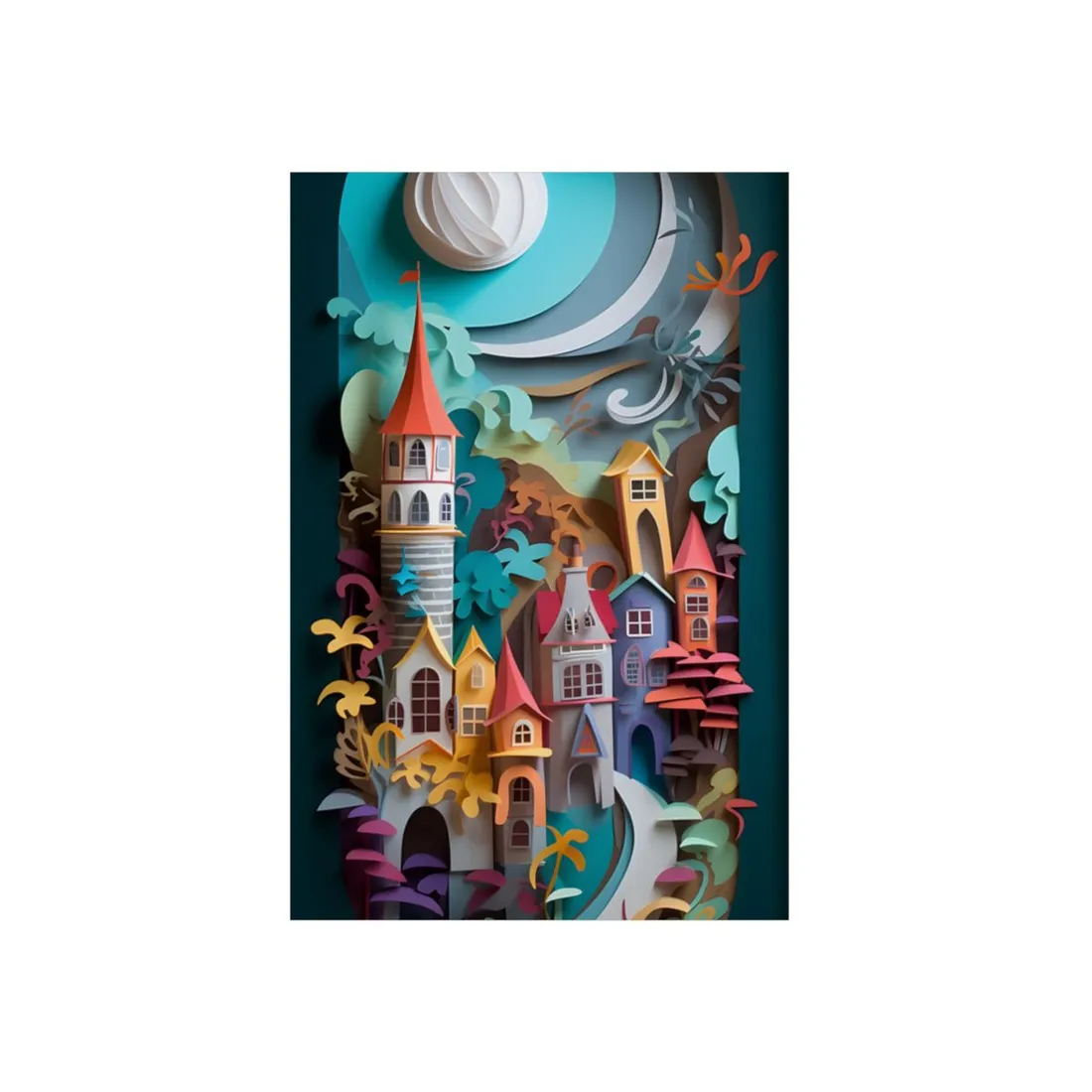Eye-Catching European Landscape: Paper Quilling - Metal Poster