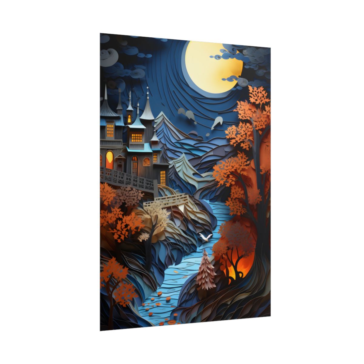 Eye-Catching European Landscape: Realistic Paper Quilling Artwork - Poster