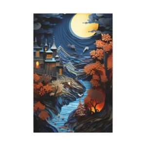 Moonlit Paper Village Canvas Print