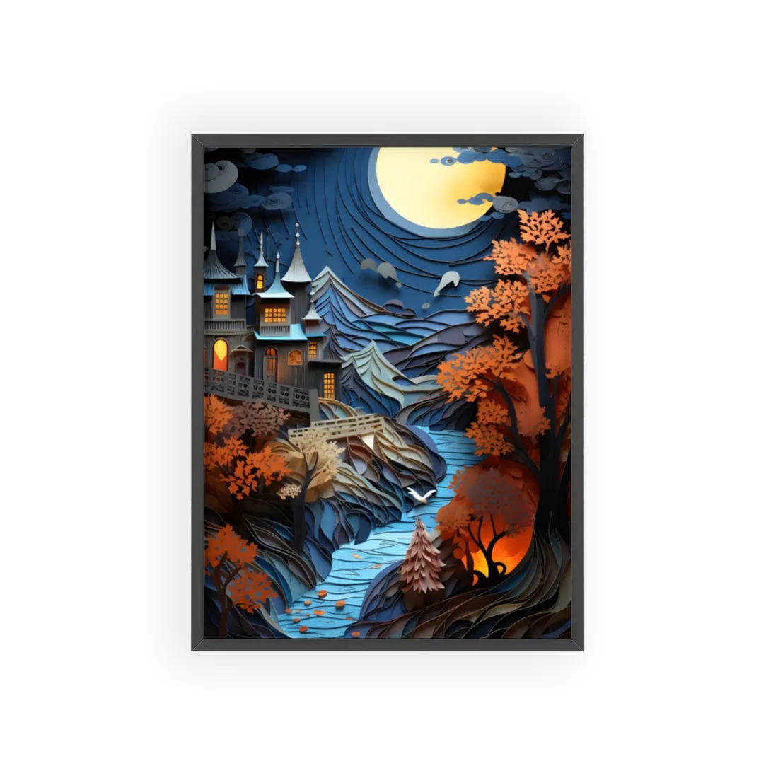 Eye-Catching European Landscape: Realistic Paper Quilling - Framed Poster