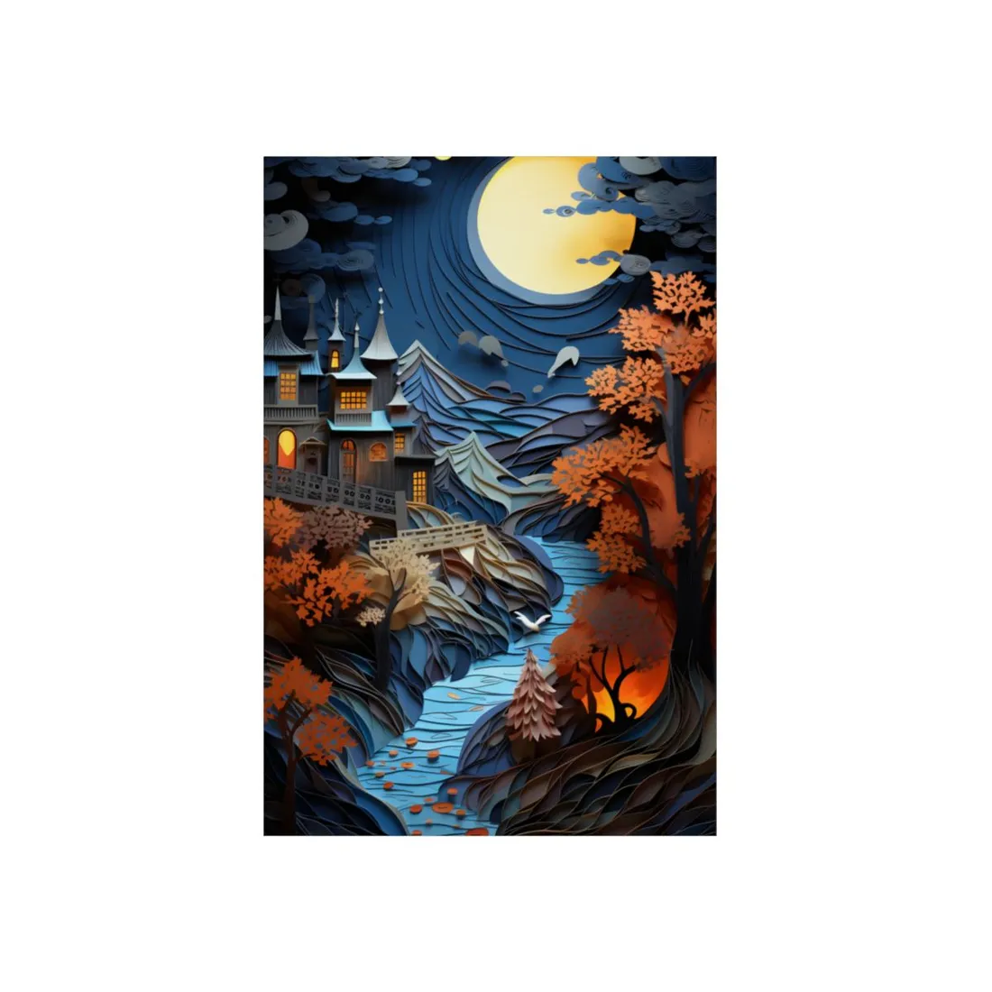 Eye-Catching European Landscape: Realistic Paper Quilling - Metal Poster