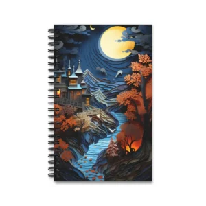 Moonlit Paper Village Spiral Notebook