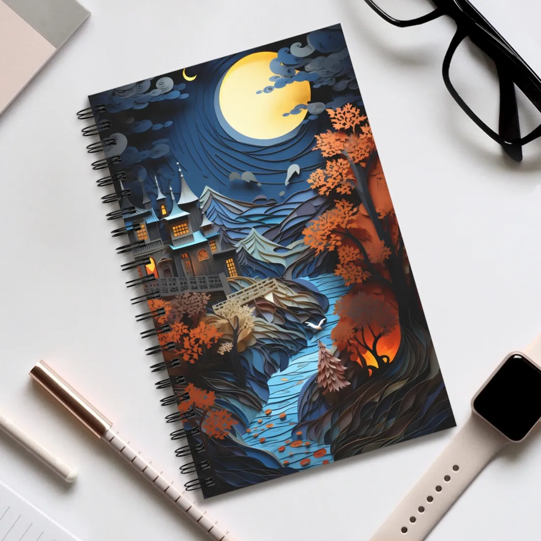 Eye-Catching European Landscape: Realistic Paper Quilling - Spiral Notebook