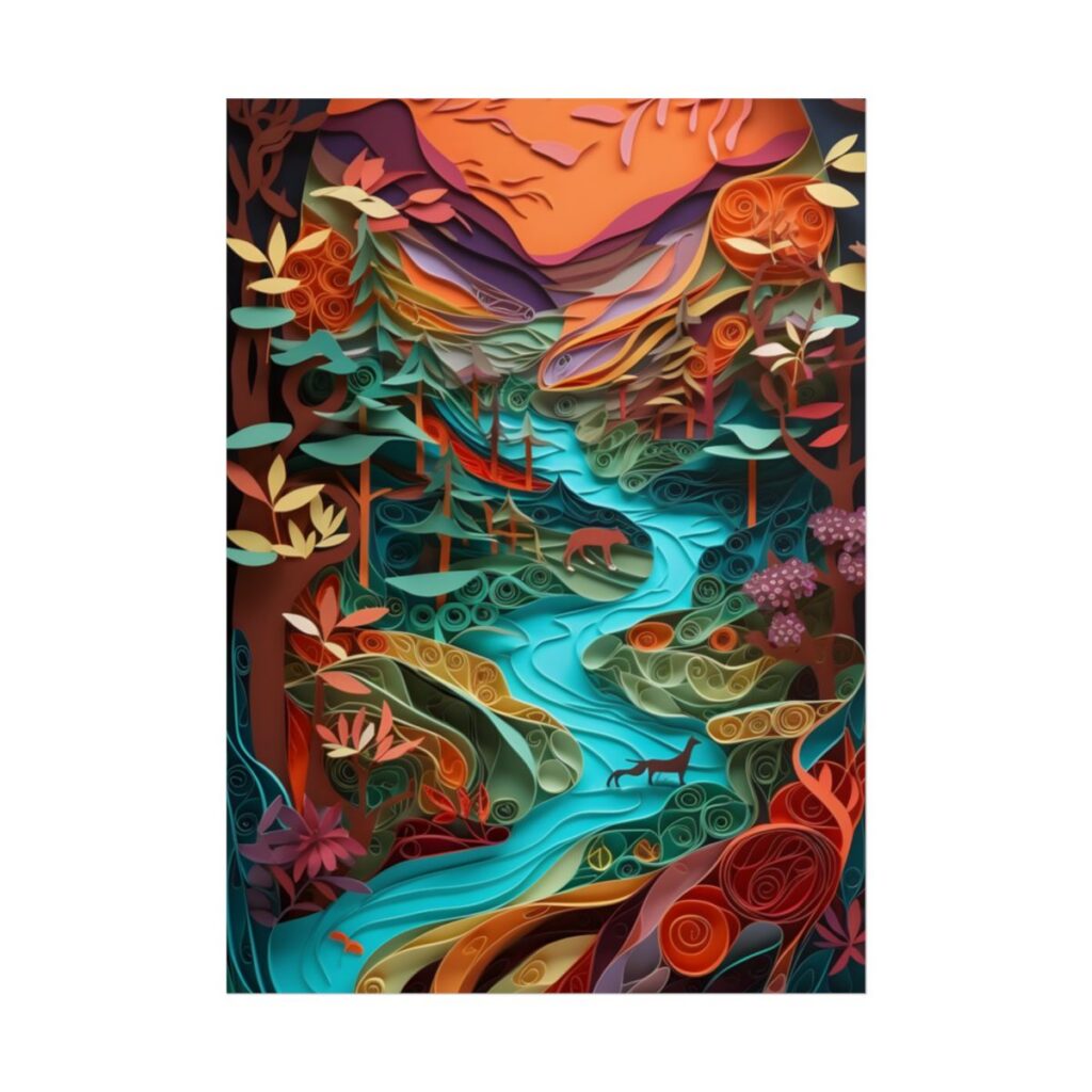 Eye-Catching Paper Quilling Canyon Landscape: Desert Dreams Artwork - Poster