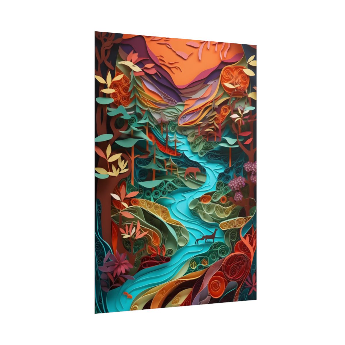 Eye-Catching Paper Quilling Canyon Landscape: Desert Dreams Artwork - Poster