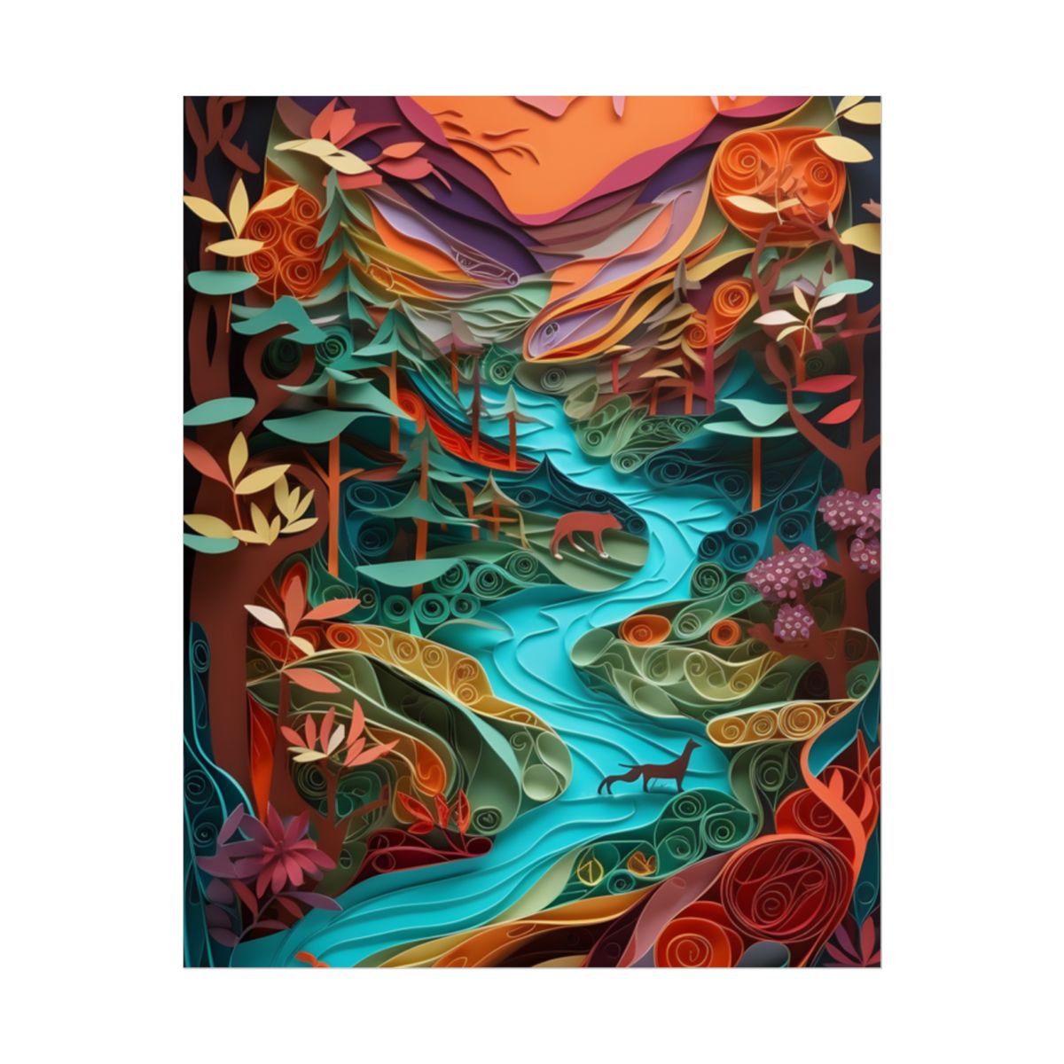 Eye-Catching Paper Quilling Canyon Landscape: Desert Dreams Artwork - Poster
