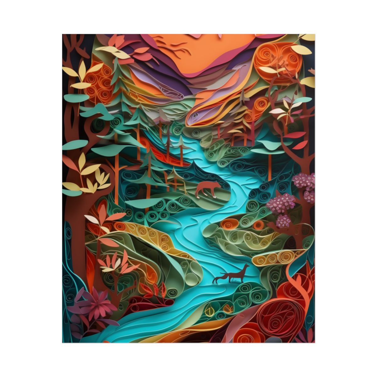Eye-Catching Paper Quilling Canyon Landscape: Desert Dreams Artwork - Poster