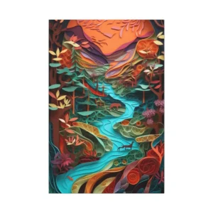 Quilled Fox River Scene Canvas Print