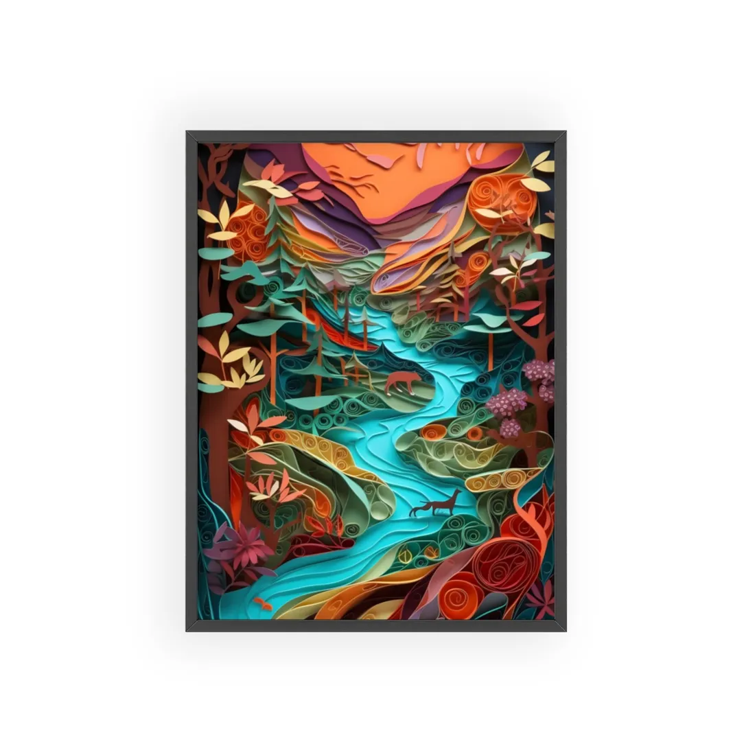 Eye-Catching Paper Quilling Canyon Landscape: Desert Dreams - Framed Poster