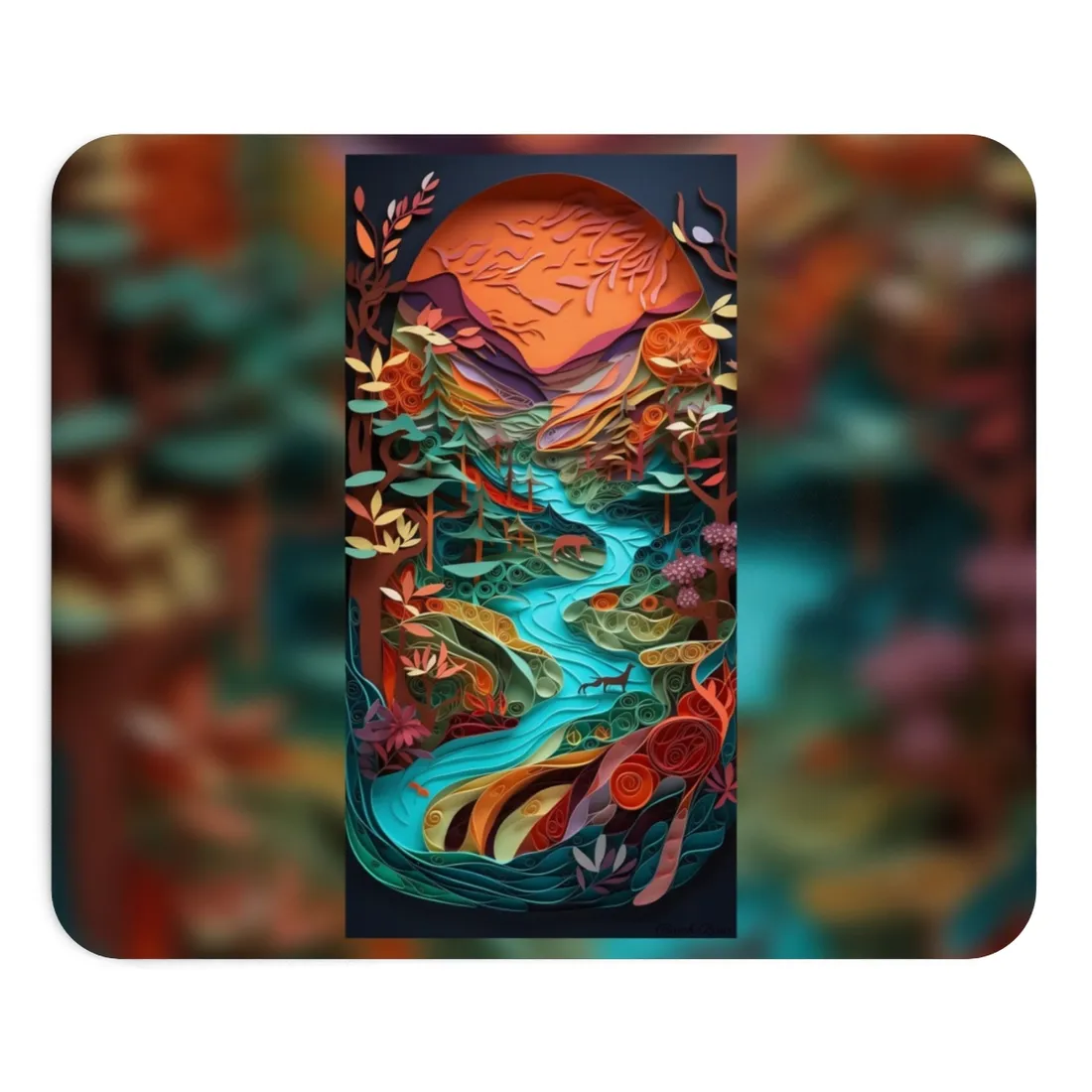 Eye-Catching Paper Quilling Canyon Landscape: Desert Dreams - Mouse Pad