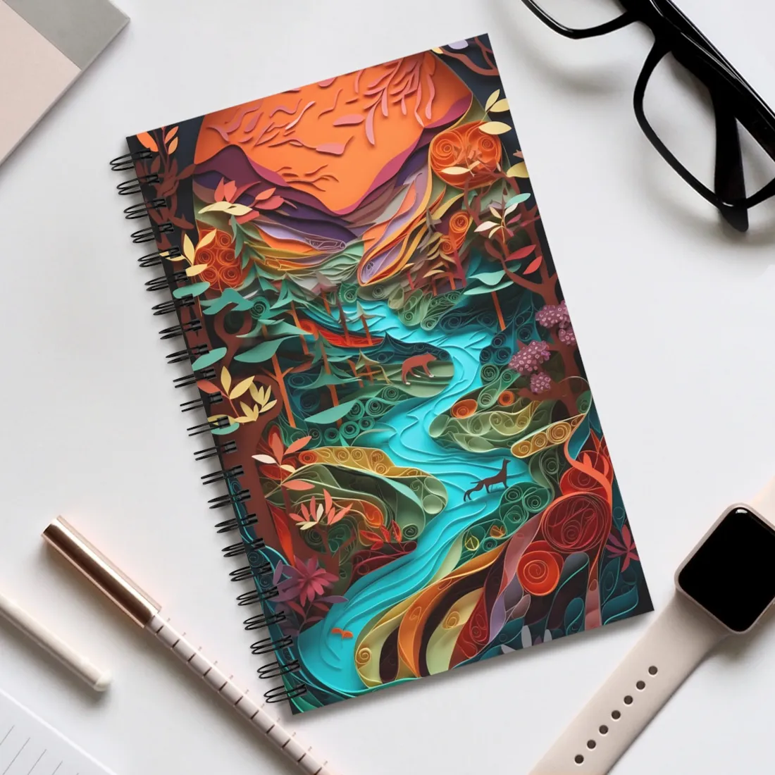 Eye-Catching Paper Quilling Canyon Landscape: Desert Dreams - Spiral Notebook