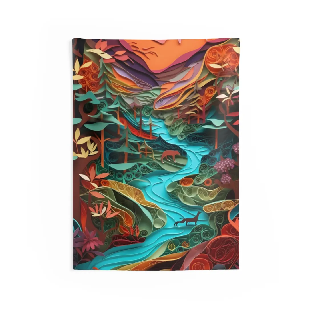 Eye-Catching Paper Quilling Canyon Landscape: Desert Dreams - Wall Tapestry