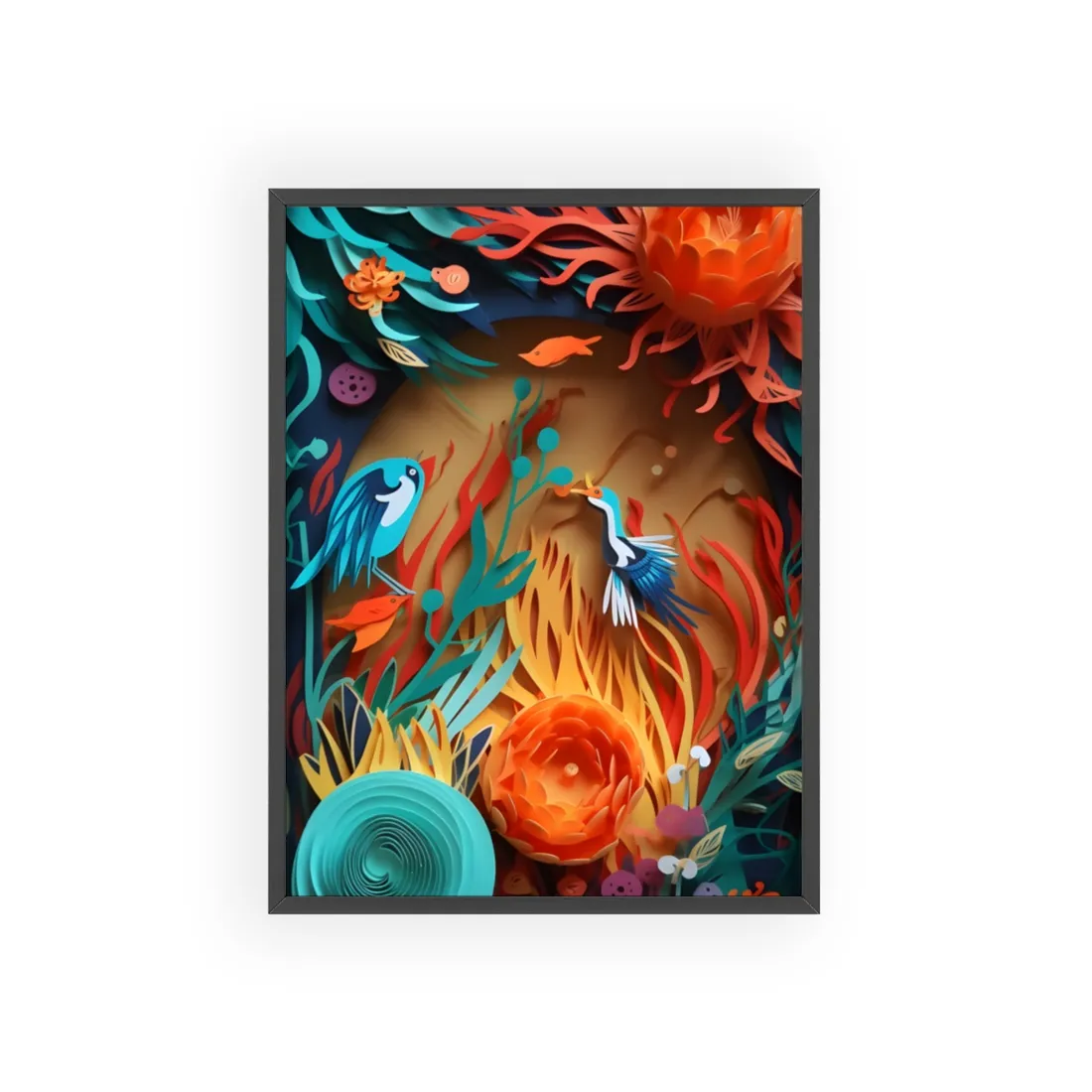 Eye-Catching Paper Quilling Indian Landscape - Framed Poster