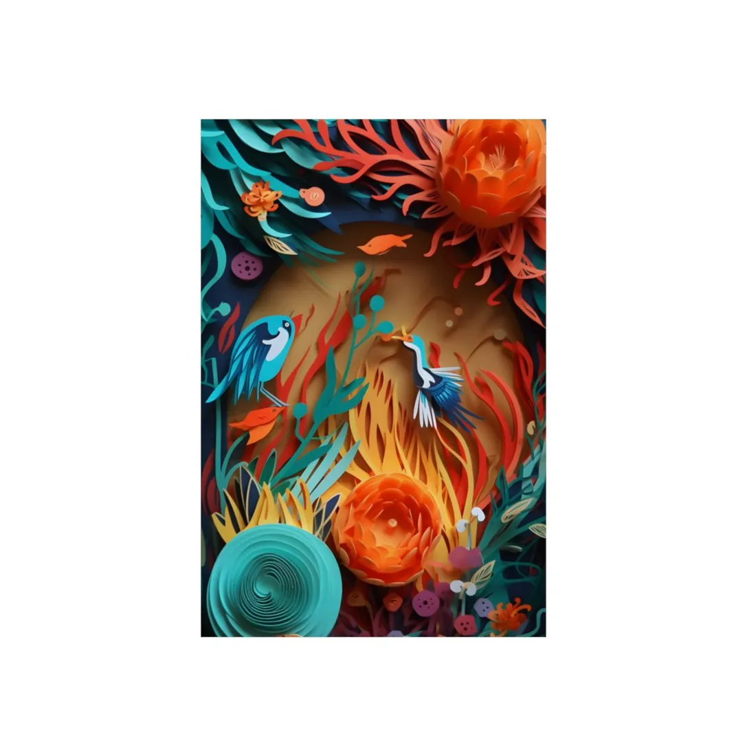 Eye-Catching Paper Quilling Indian Landscape - Metal Poster