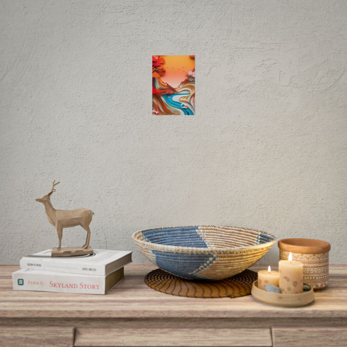 Eye-Catching Paper Quilling Japanese Landscape: Serene Natural Artwork - Poster