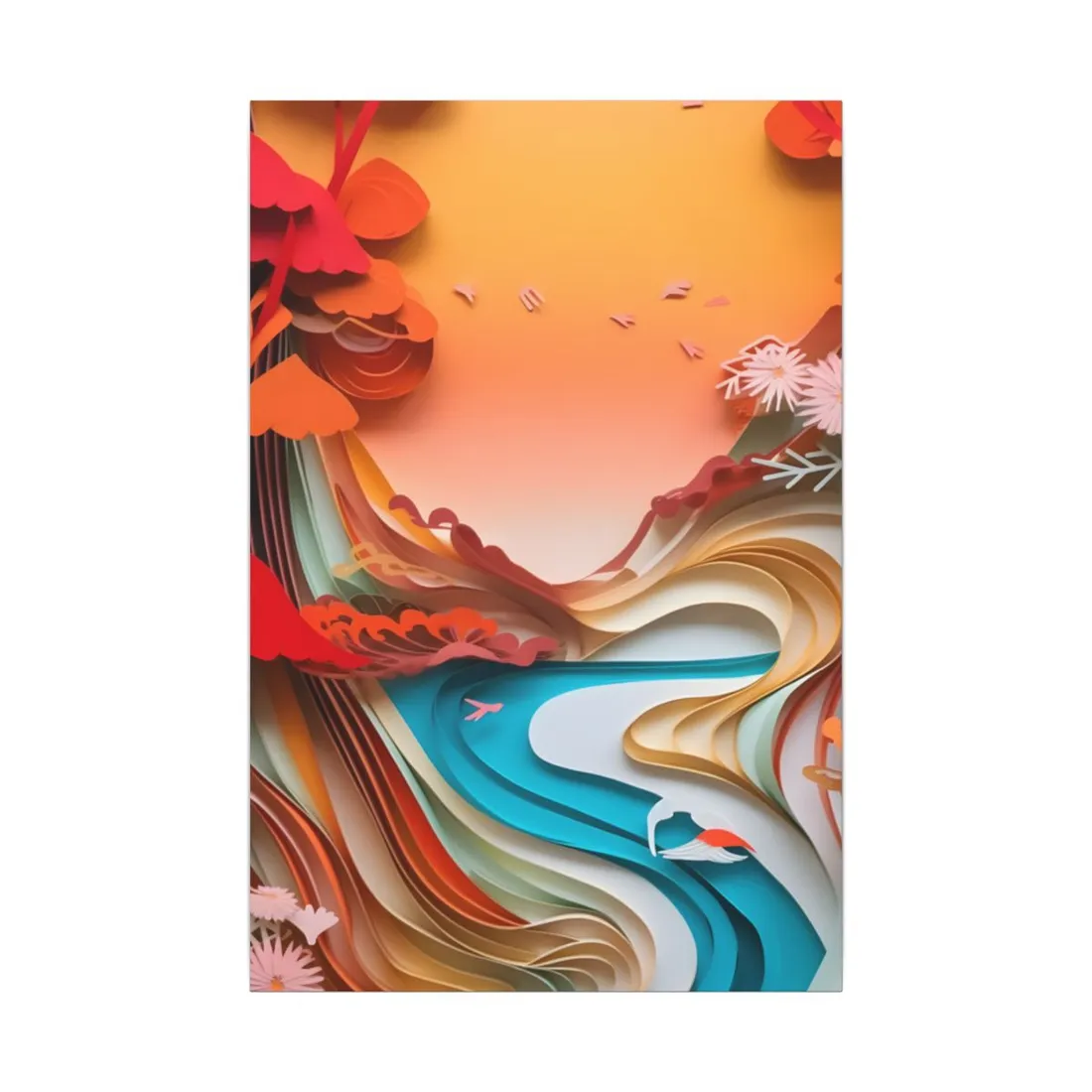 Eye-Catching Paper Quilling Japanese Landscape: Serene Natural - Canvas