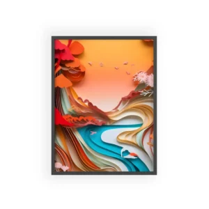 Turquoise River Paper Art Framed Poster