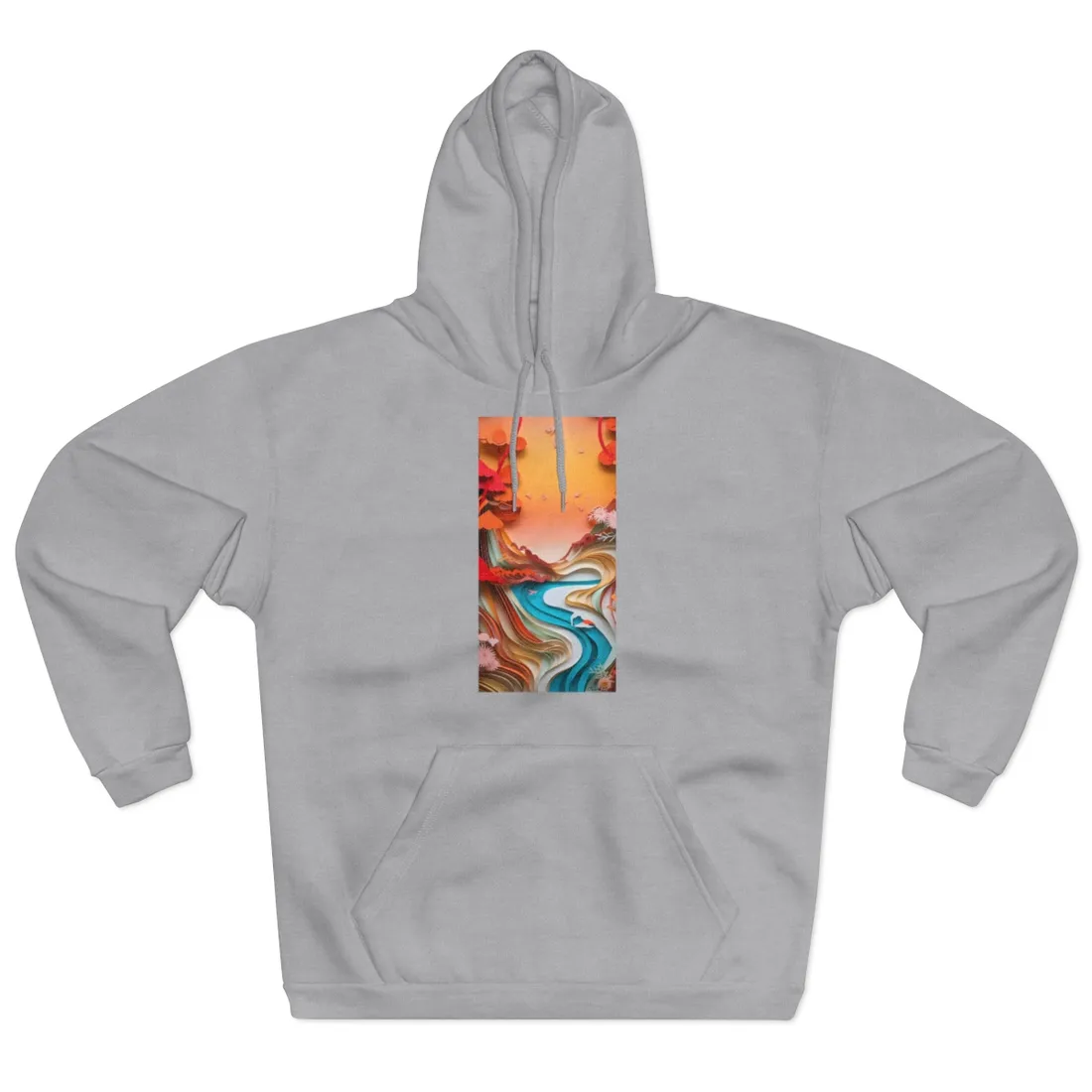 Eye-Catching Paper Quilling Japanese Landscape: Serene Natural - Hoodie