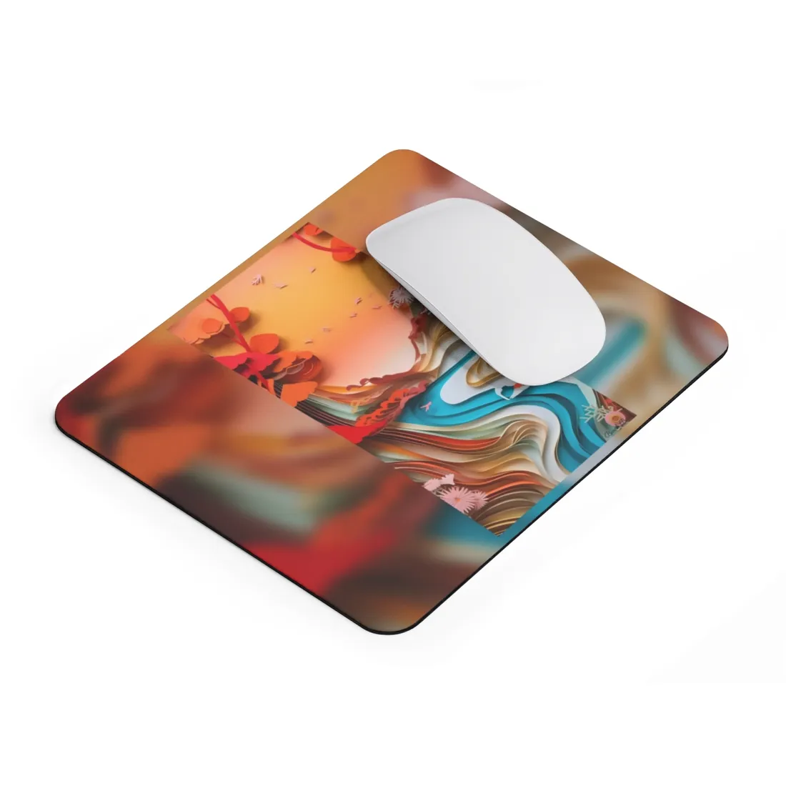 Eye-Catching Paper Quilling Japanese Landscape: Serene Natural - Mouse Pad