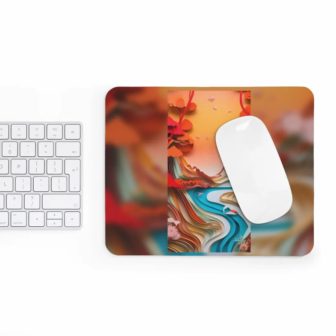 Eye-Catching Paper Quilling Japanese Landscape: Serene Natural - Mouse Pad