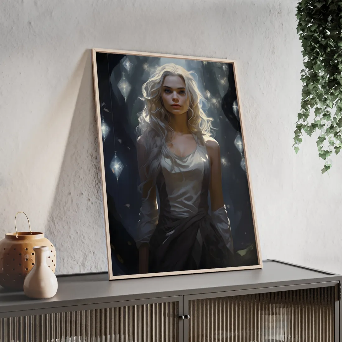 Faded Denim: Retro Style Blue Jeans - Framed Poster