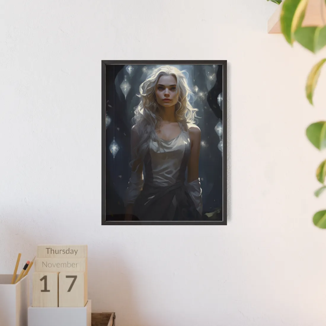 Faded Denim: Retro Style Blue Jeans - Framed Poster