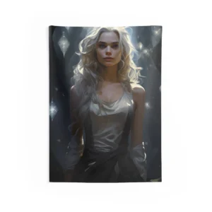 Woman Among Crystal Lanterns Wall Tapestry