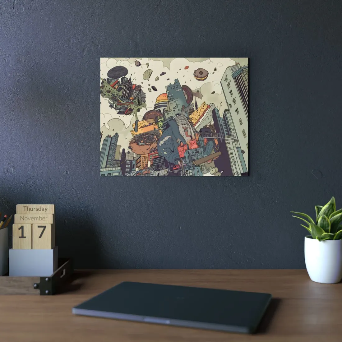 Fantastical Cartoon World: Whimsical Collage - Metal Poster
