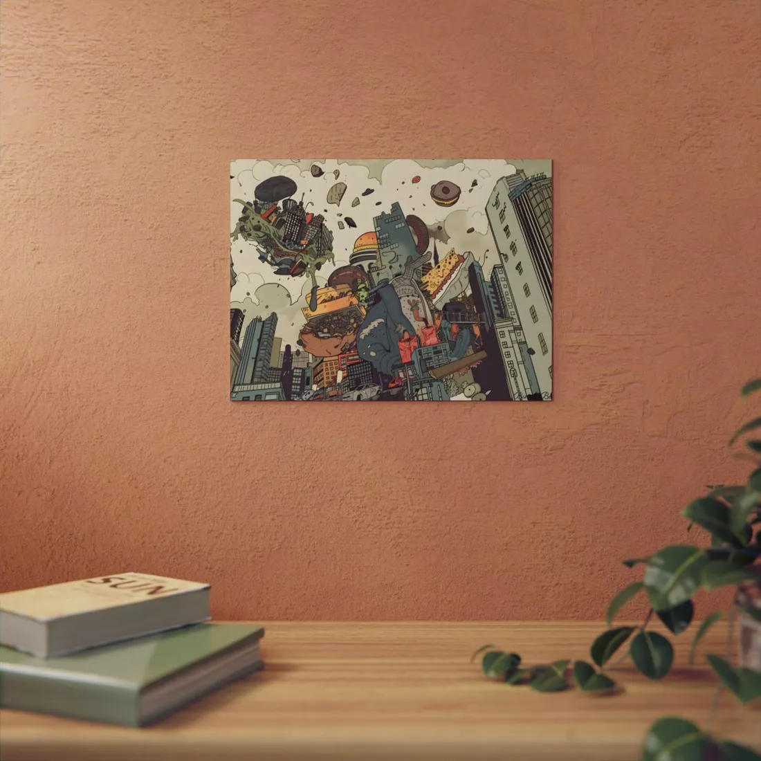 Fantastical Cartoon World: Whimsical Collage - Metal Poster