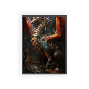 Silver Scaled Dragon Framed Poster