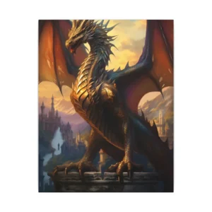 Golden Dragon at Sunset Canvas Print