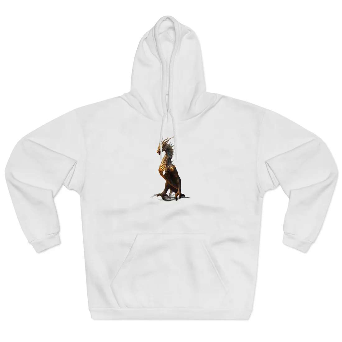 Fantasy Dragon's Intense Lair: Majestic Guardian at Rest - Hoodie (White)