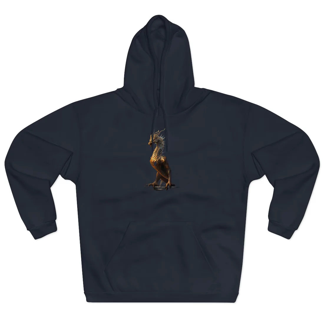 Fantasy Dragon's Intense Lair: Majestic Guardian at Rest - Hoodie (Navy)