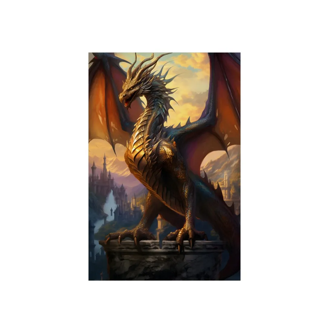 Fantasy Dragon's Intense Lair: Majestic Guardian at Rest - Metal Poster