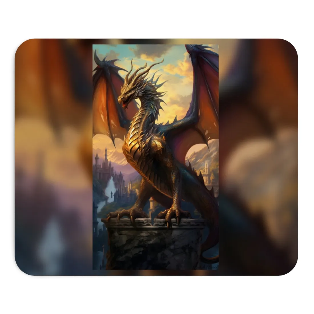 Fantasy Dragon's Intense Lair: Majestic Guardian at Rest - Mouse Pad