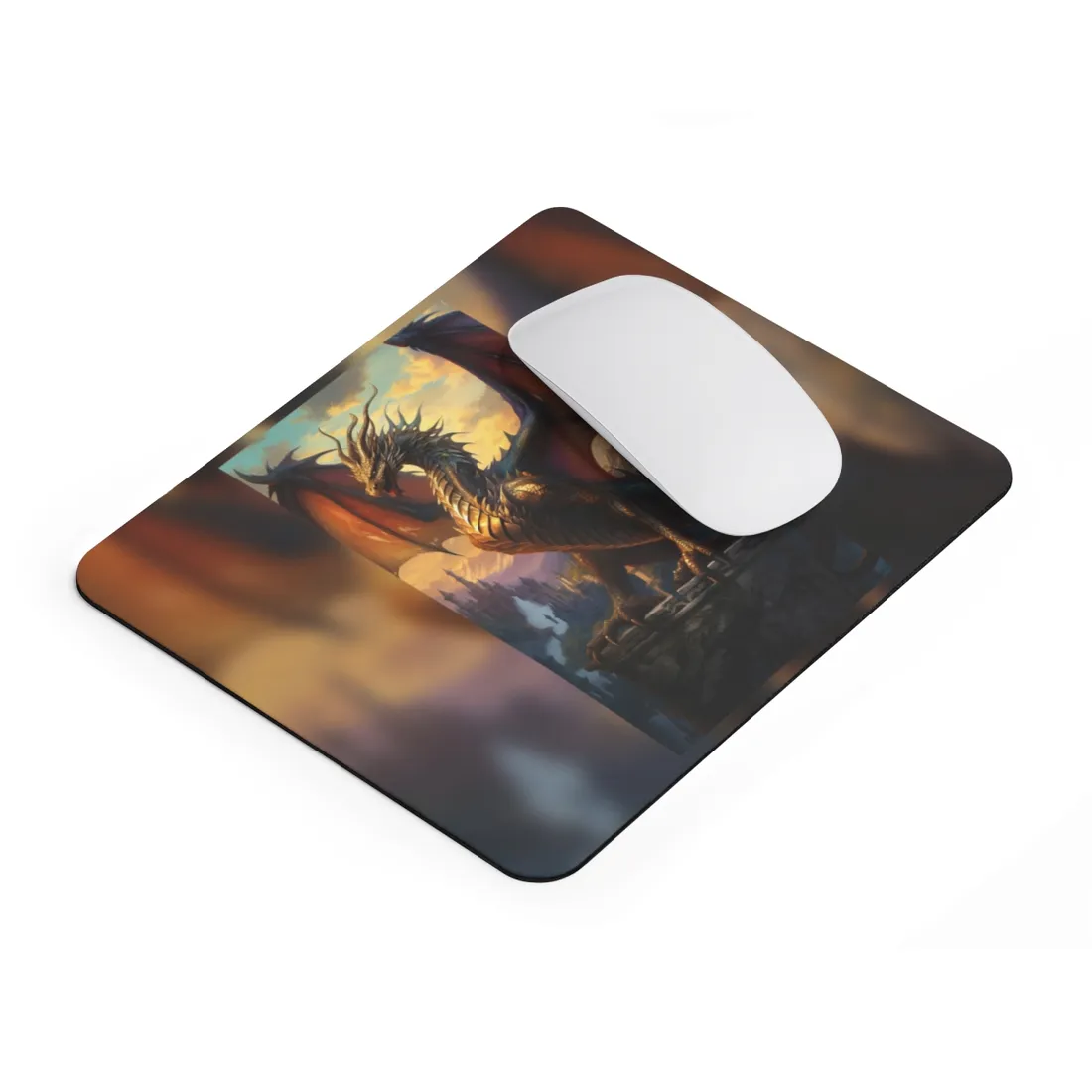 Fantasy Dragon's Intense Lair: Majestic Guardian at Rest - Mouse Pad